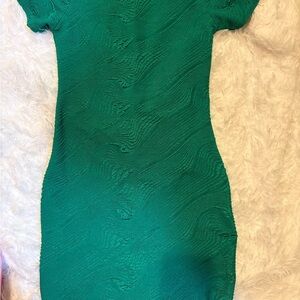 Zara Emerald Textured Bodycon Dress - Women
